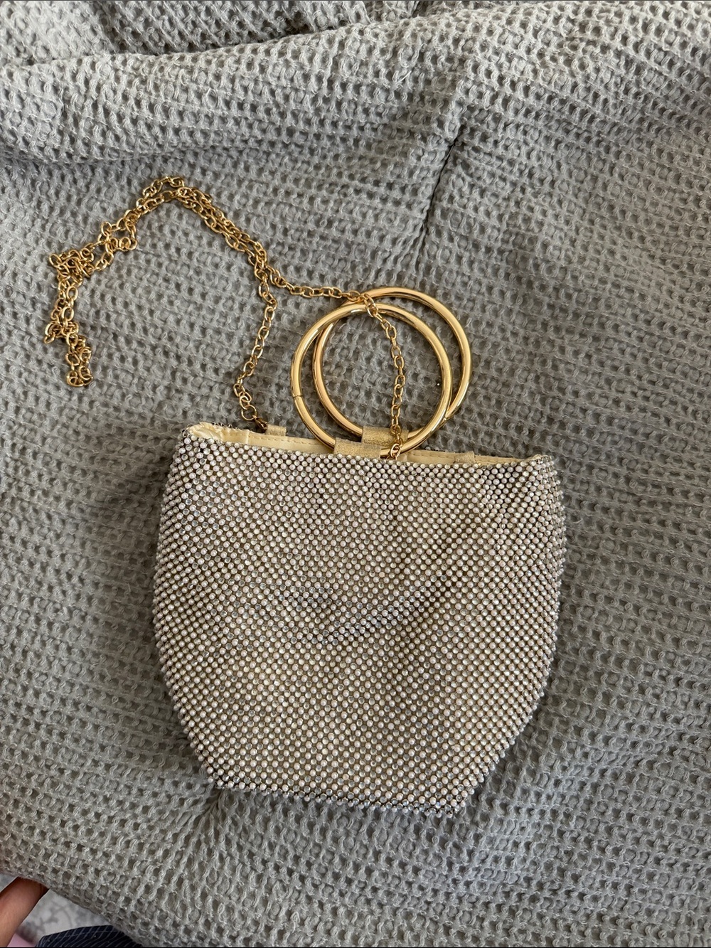 Gold Beaded Evening Crossbody Bag